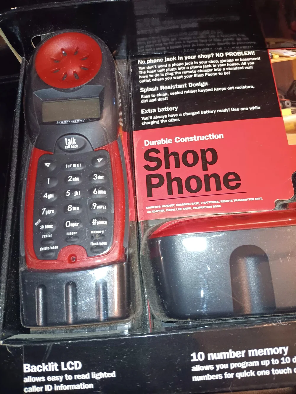 Craftsman Red and Black Shop Phone with Cordless Handset